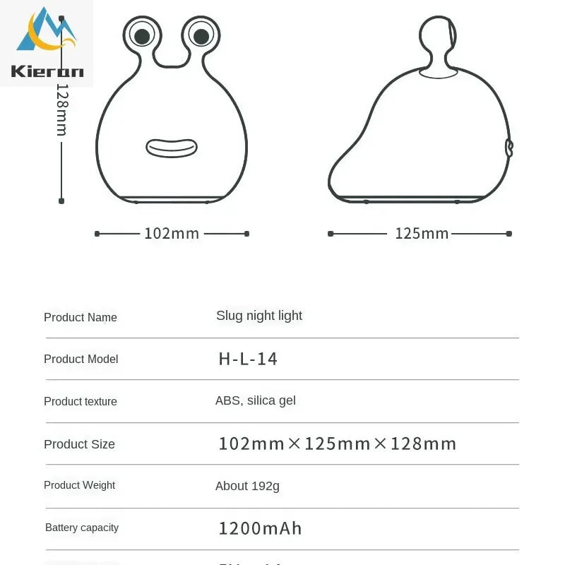 Lumibubs Googly Eyes Slug Night Light — Dimmable Rechargeable Silicone Bedside Lamp for Kids