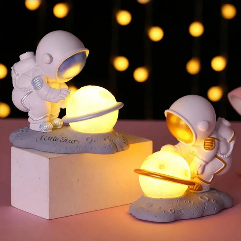 Lumibubs Little Star Astronaut Planet Lamp — Premium Resin LED Night Light for Kids & Home Decor