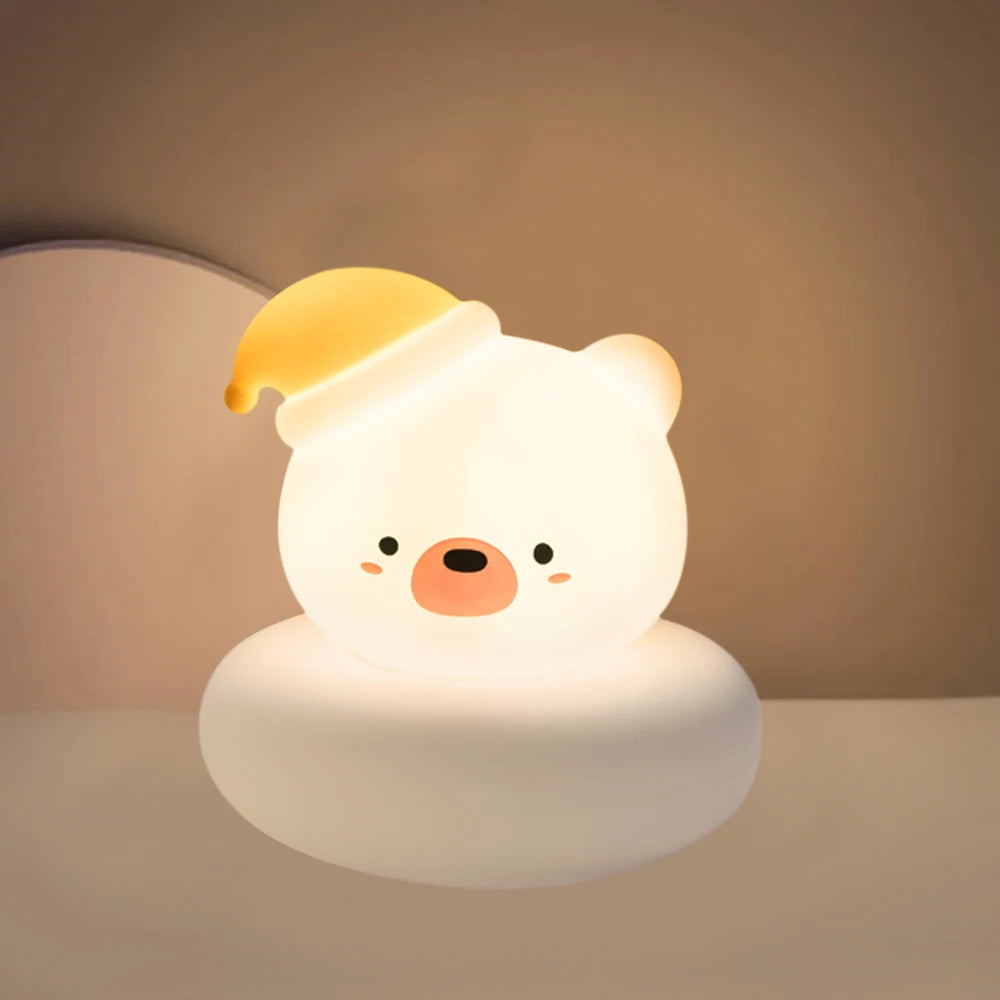 Lumibubs Kawaii Cat Night Light — 3-Level Dimmable Touch USB Rechargeable Silicone Kids Lamp