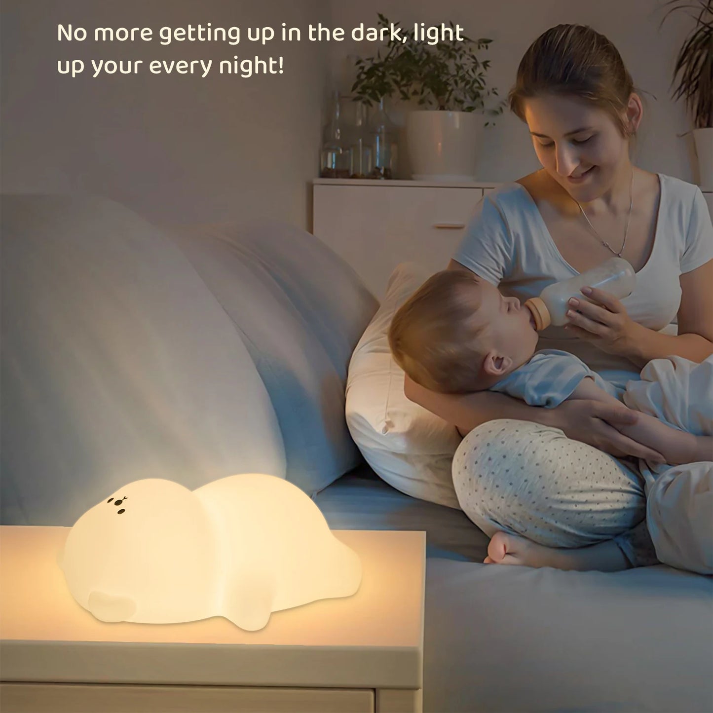 Lumibubs Lazy Bear Silicone Night Light — Touch Tap Rechargeable Atmosphere Lamp for Kids