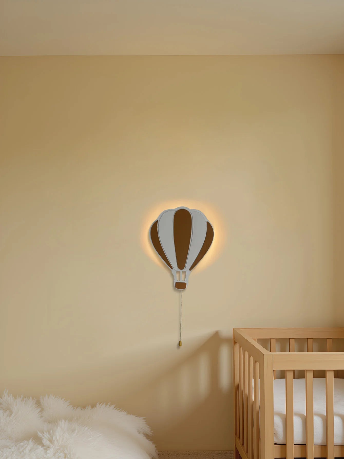 Lumibubs Hot Air Balloon Wall Lamp — Wooden Night Light for Kids Bedroom & Nursery