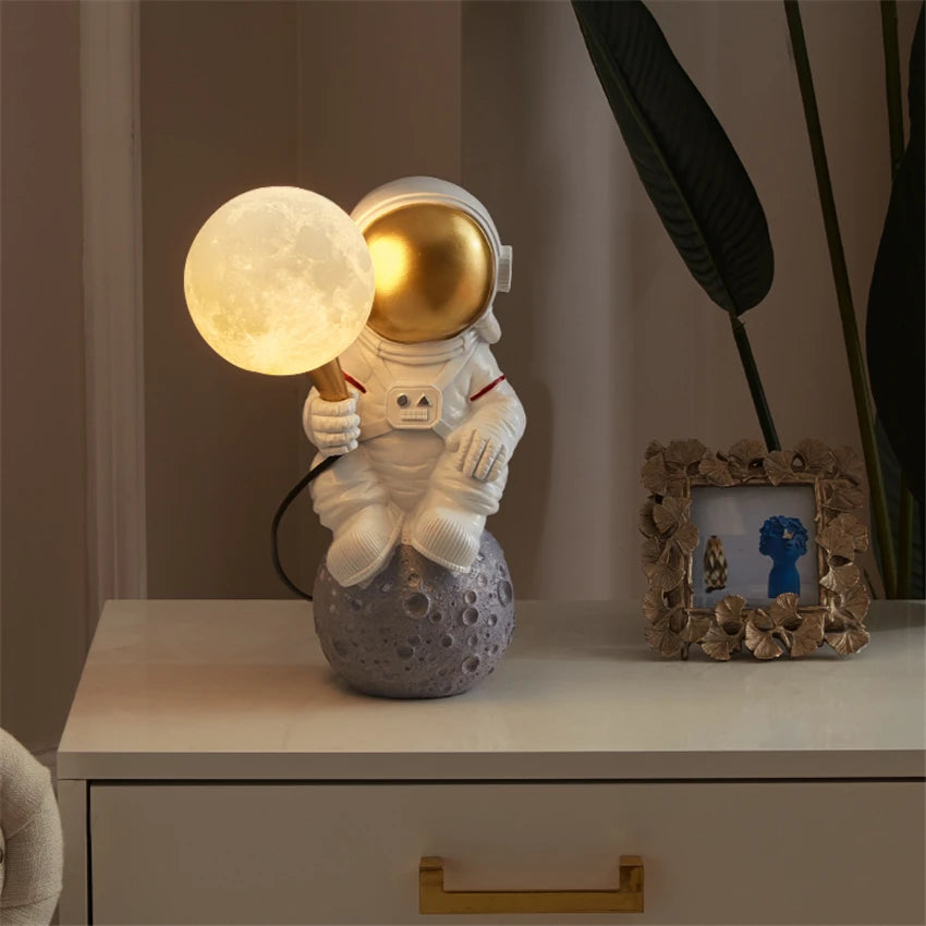 Astronaut Moon Table Lamp — a tiny spaceman, a glowing moon, and a whole lot of charm 🚀🌕✨