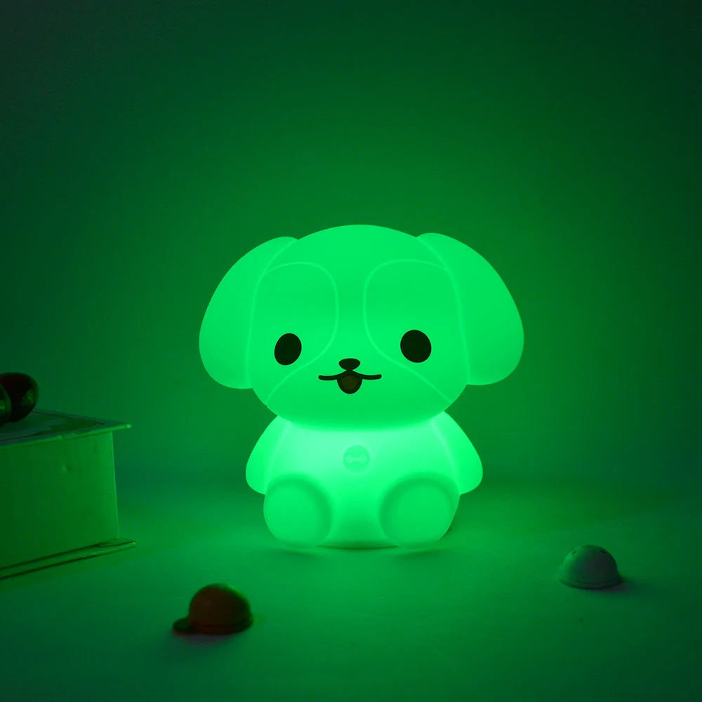 Lumibubs Rainbow Puppy Night Light — 9 Colour Remote Control Rechargeable Silicone Dog Lamp