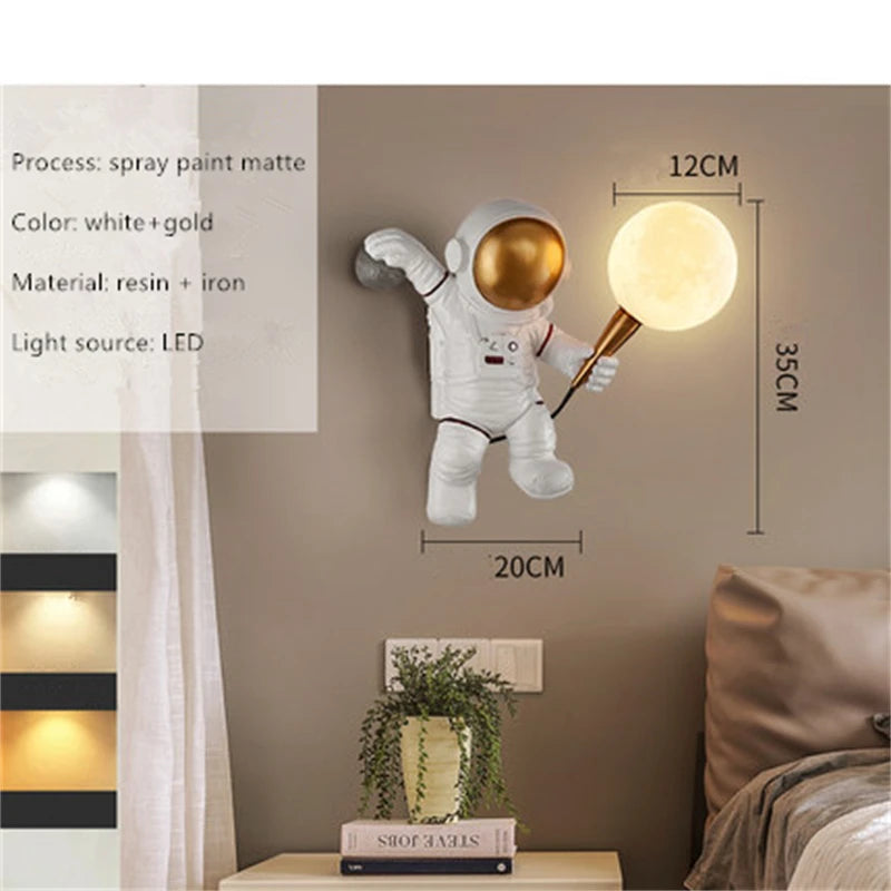 Lumibubs Astronaut Moon Table Lamp — Premium Resin Space Lamp for Kids Bedroom & Home Decor