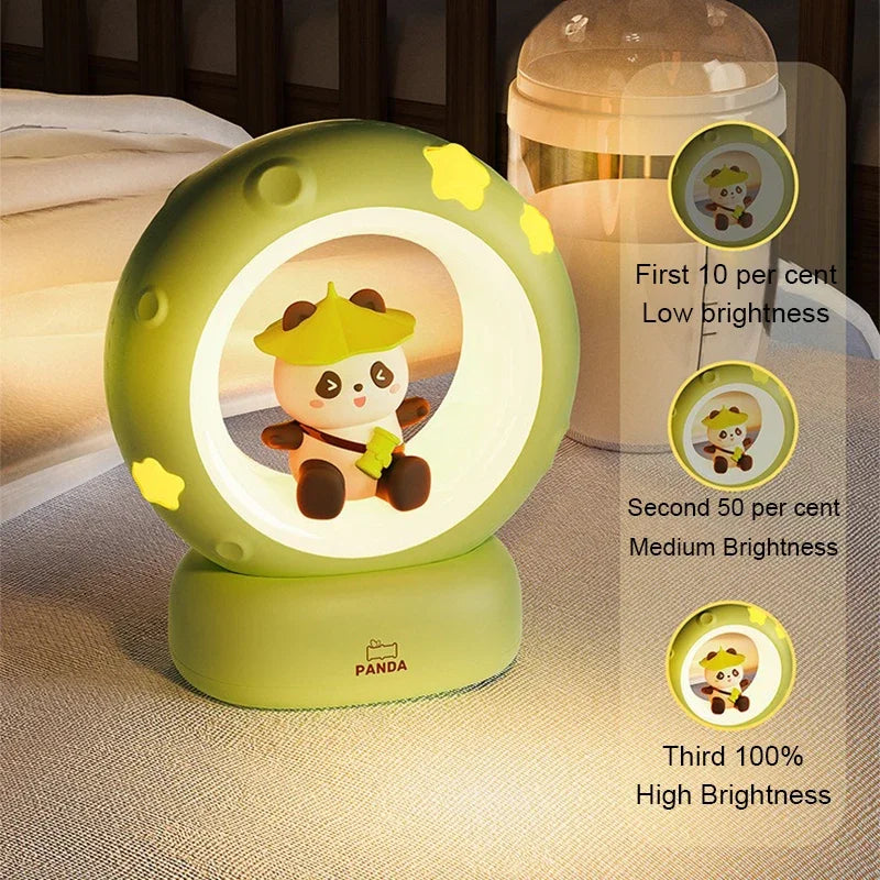 Lumibubs Panda Astronaut Night Light — 3-Level Dimmable USB Rechargeable Kids Bedside Lamp