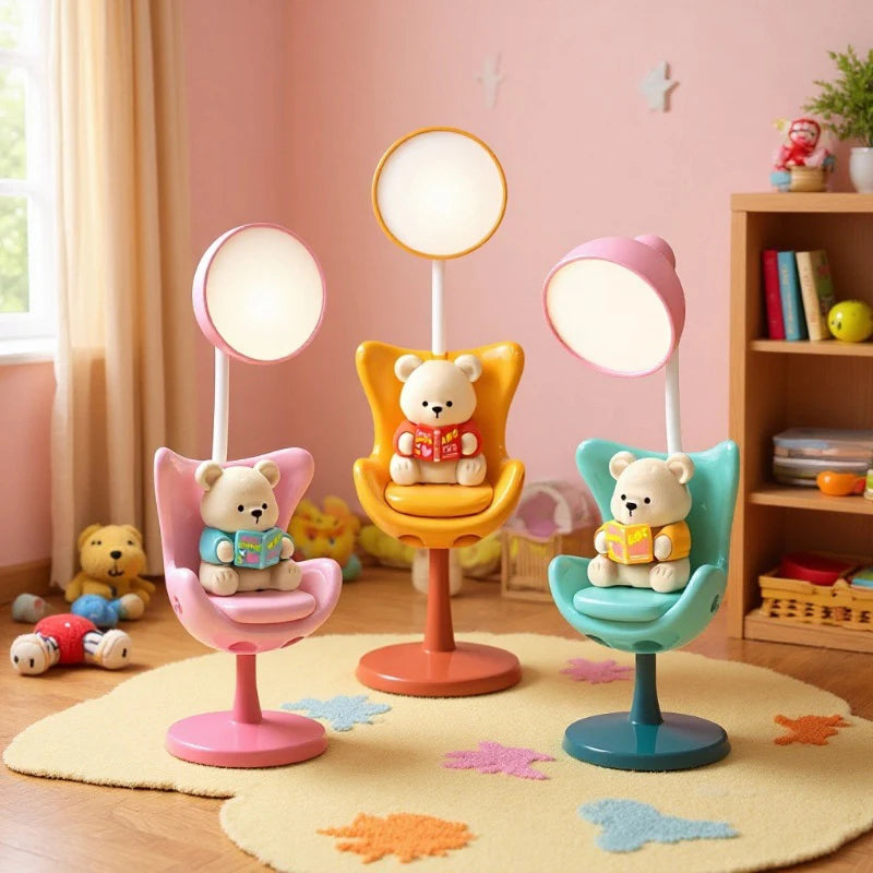 Lumibubs Reading Bear Desk Lamp — 3-Level Dimming Study Light with Phone Holder for Kids