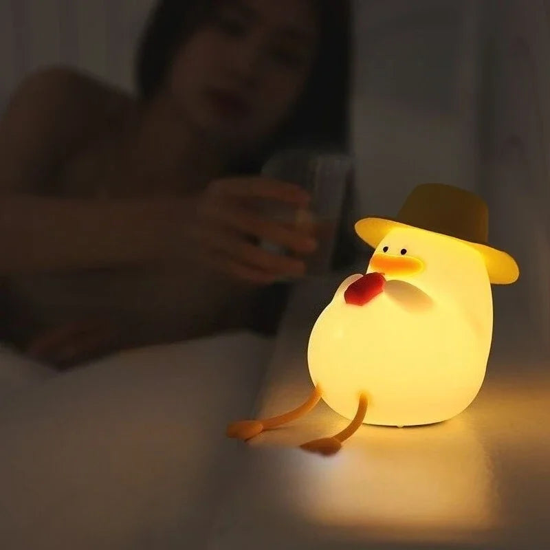 Lumibubs Cowboy Duck Night Light — Cute Silicone USB Rechargeable Bedside Lamp for Kids