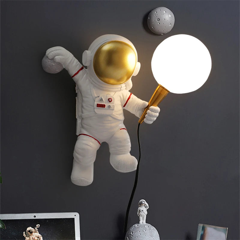Lumibubs Astronaut Moon Table Lamp — Premium Resin Space Lamp for Kids Bedroom & Home Decor