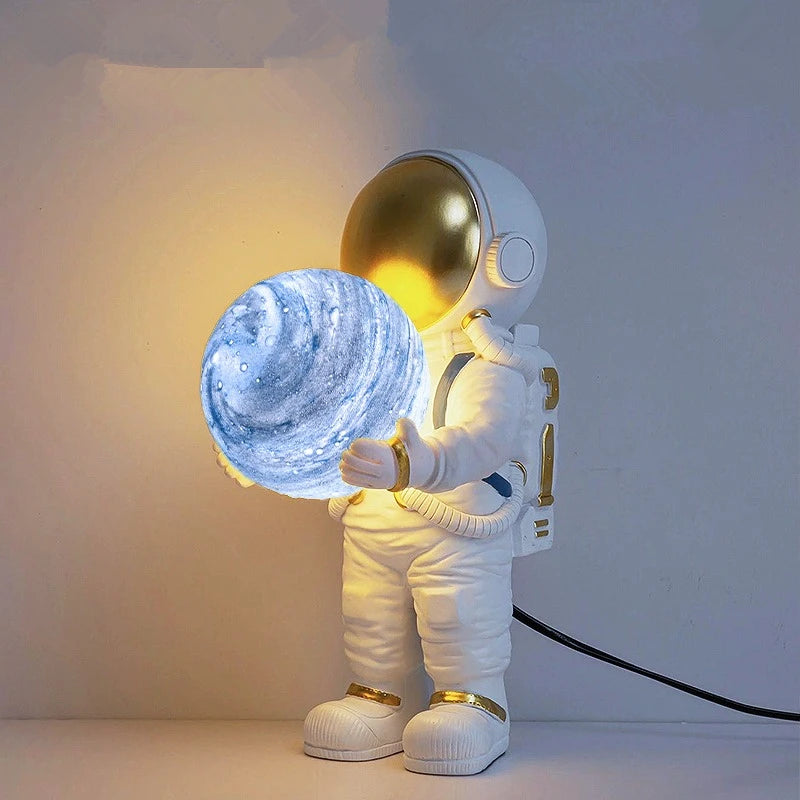 Lumibubs Astronaut Moon Table Lamp — Premium Resin Space Lamp for Kids Bedroom & Home Decor