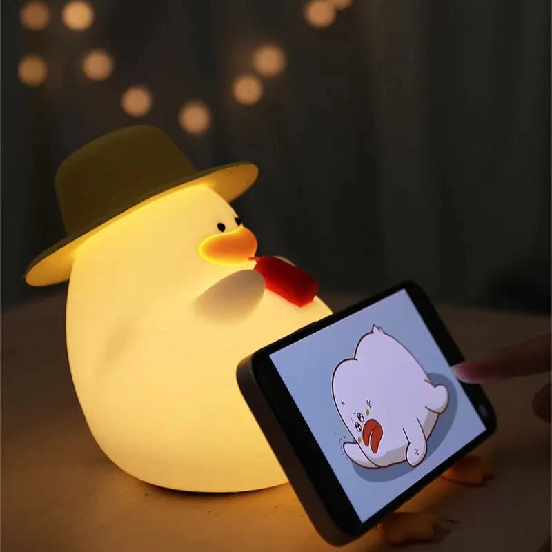 Lumibubs Cowboy Duck Night Light — Cute Silicone USB Rechargeable Bedside Lamp for Kids