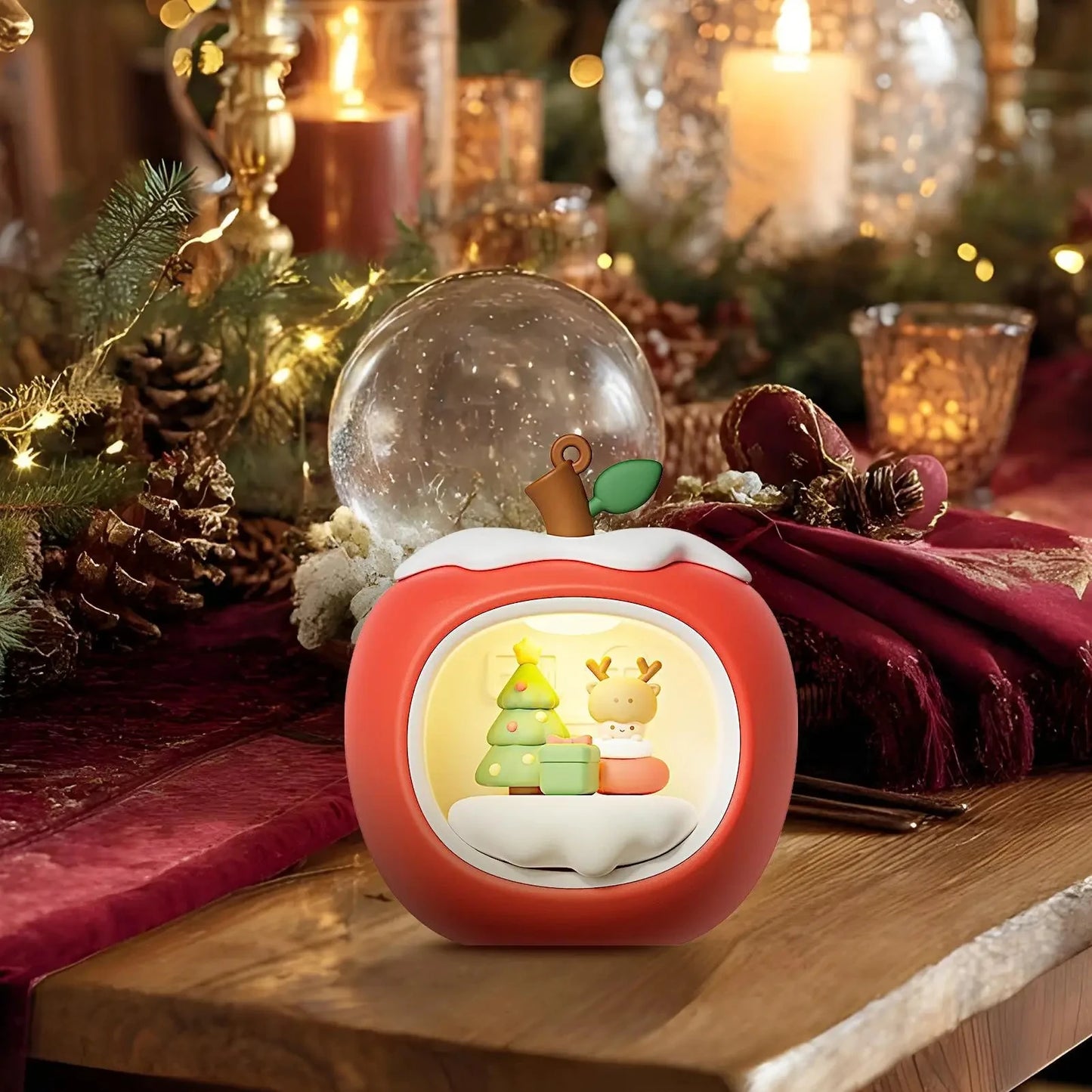 Lumibubs Sleepy Cat Apple House Night Light — Touch Control USB Rechargeable Atmosphere Lamp