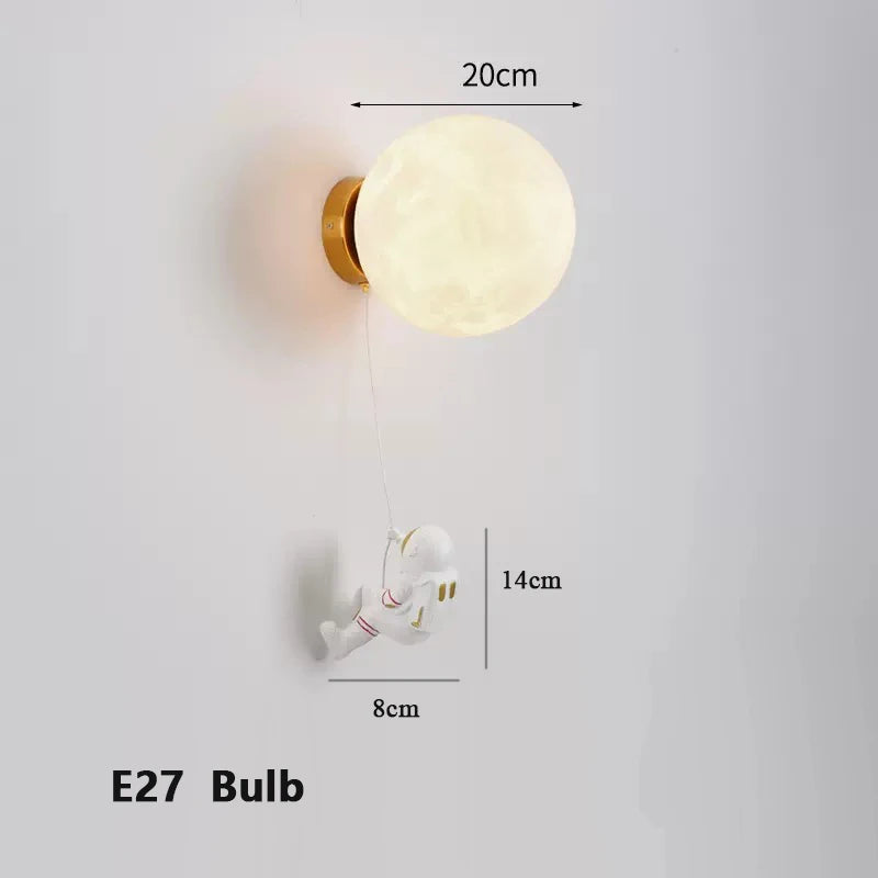 Lumibubs Astronaut Moon Wall Lamp — 3D Printed Space Light for Kids Bedroom