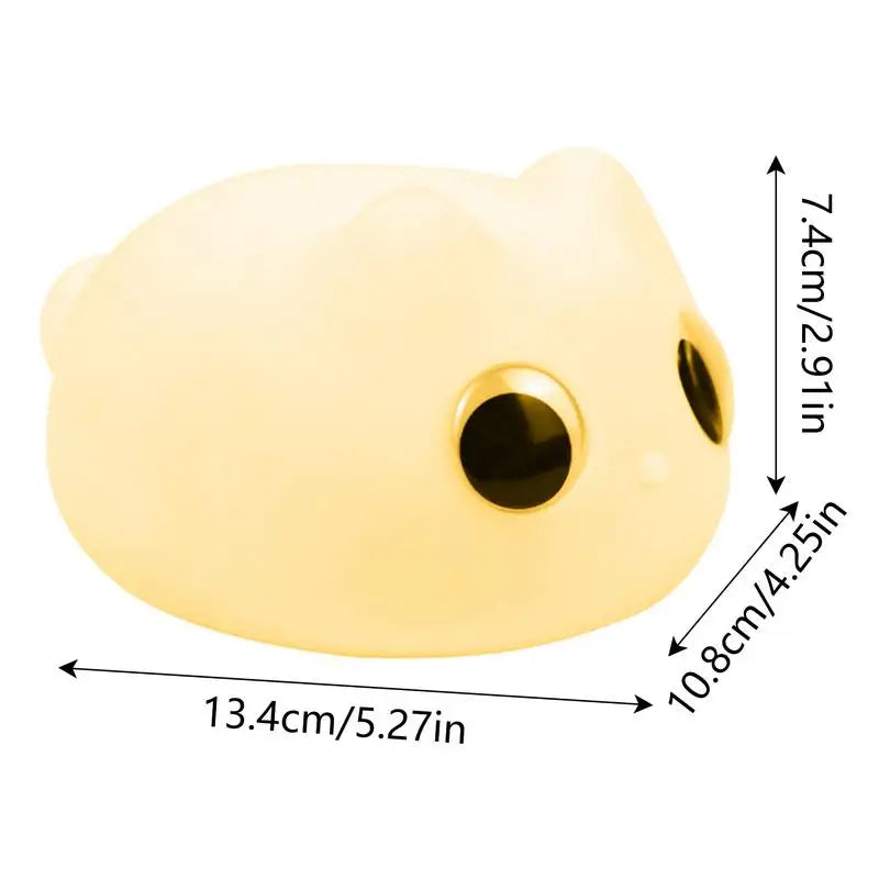 Lumibubs Big Eyes Cat Silicone Night Light — 34Hr Battery Tap Control USB-C Rechargeable Lamp