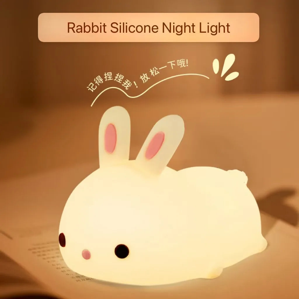 Lumibubs Rainbow Bunny Night Light — 7 Colour RGB Silicone Touch Lamp for Babies & Kids