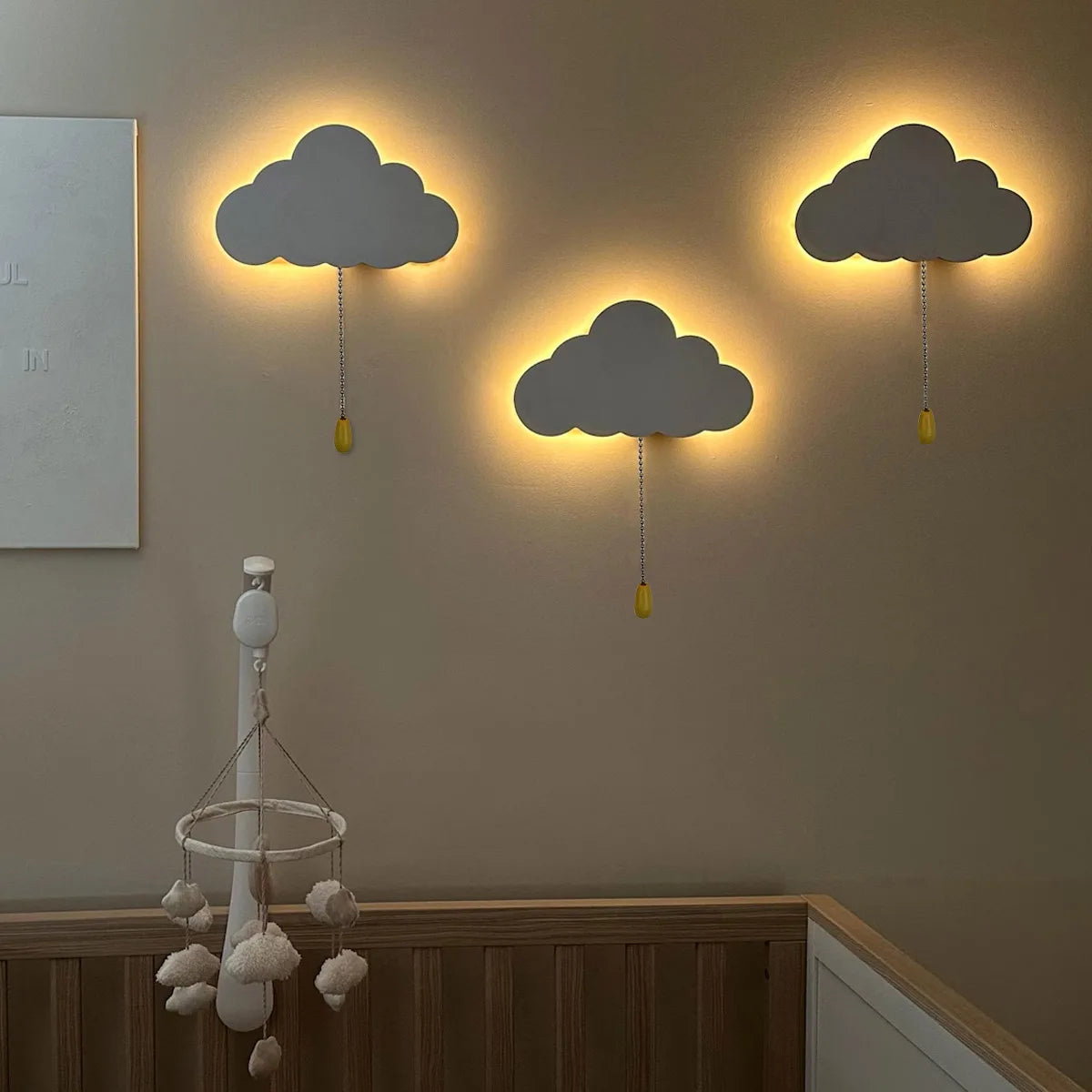 Lumibubs Cloud Wall Lamp — Wooden Glowing Night Light for Kids Bedroom & Nursery