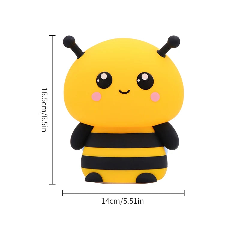 Lumibubs Happy Bee Night Light — Touch Dimmable Rechargeable Silicone Bedside Lamp for Kids