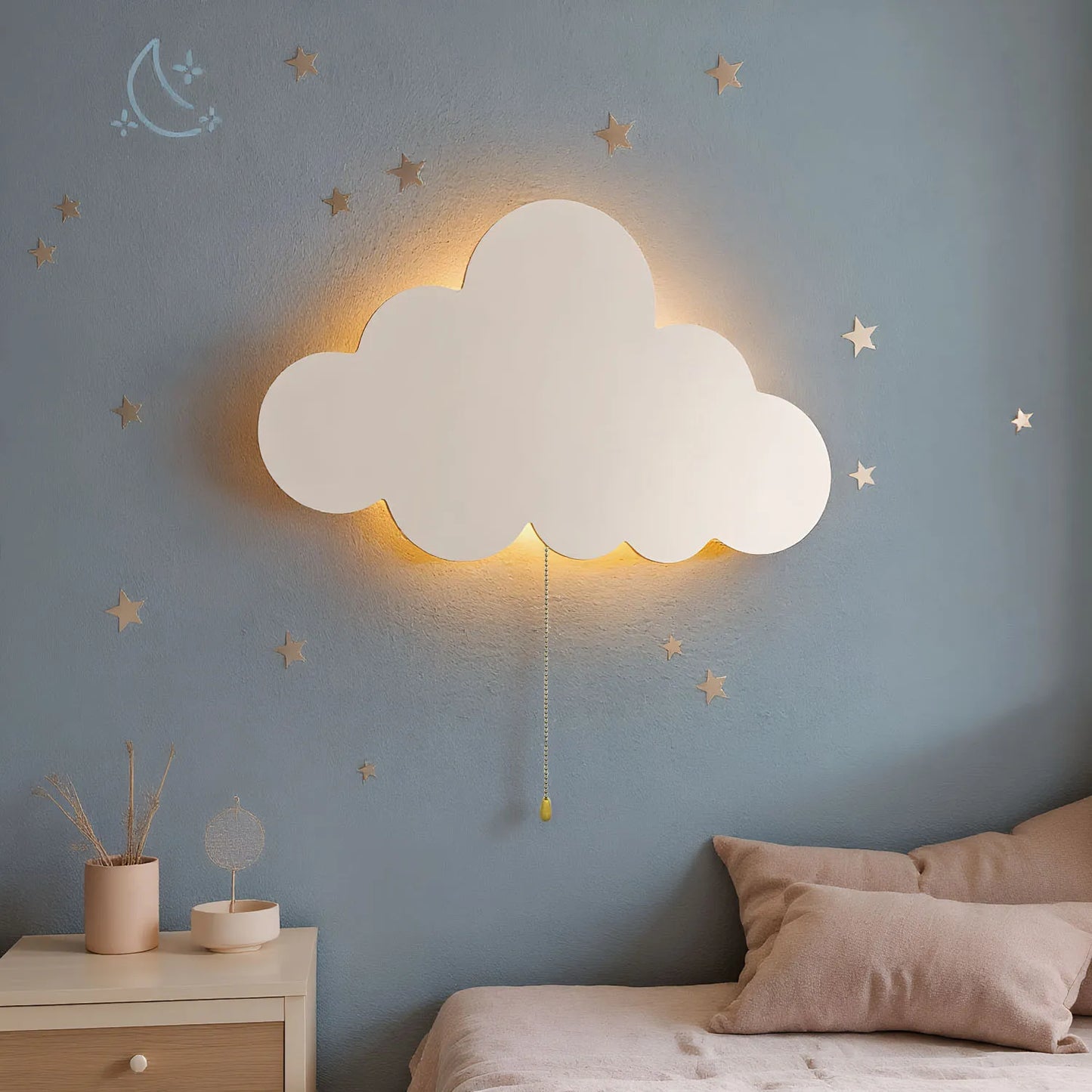 Lumibubs Cloud Wall Lamp — Wooden Glowing Night Light for Kids Bedroom & Nursery