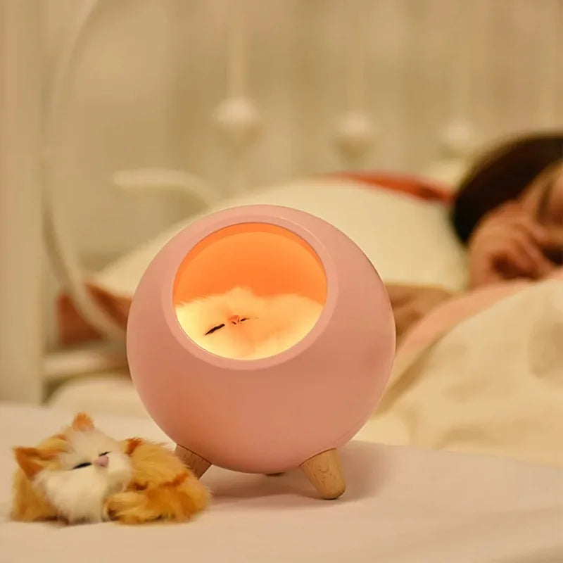 Lumibubs Sleeping Cat Egg House Night Light — Touch Control USB Rechargeable Atmosphere Lamp