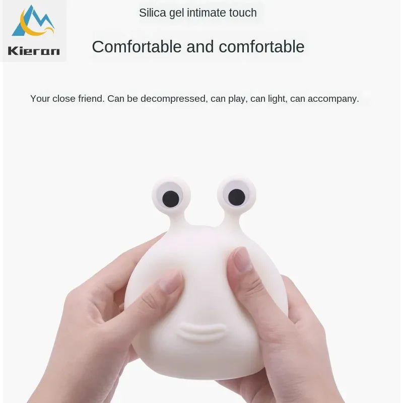 Lumibubs Googly Eyes Slug Night Light — Dimmable Rechargeable Silicone Bedside Lamp for Kids