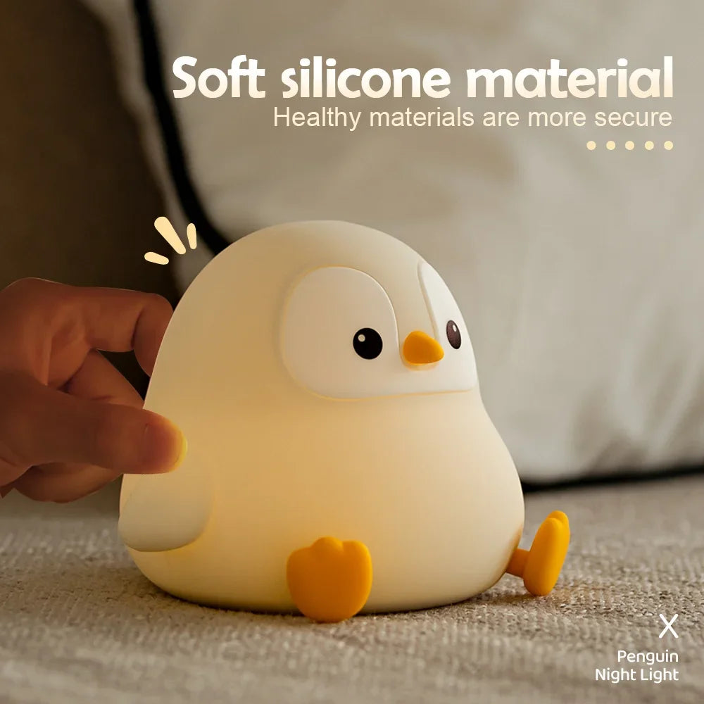 Lumibubs Chubby Penguin Night Light — Touch Control Rechargeable Silicone Baby Lamp
