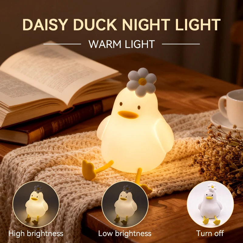 Lumibubs Daisy Duck Night Light — Touch Control USB Rechargeable Silicone Lamp for Kids