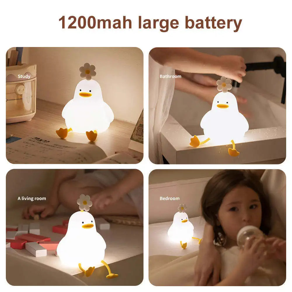 Lumibubs Daisy Duck Night Light — Touch Control USB Rechargeable Silicone Lamp for Kids