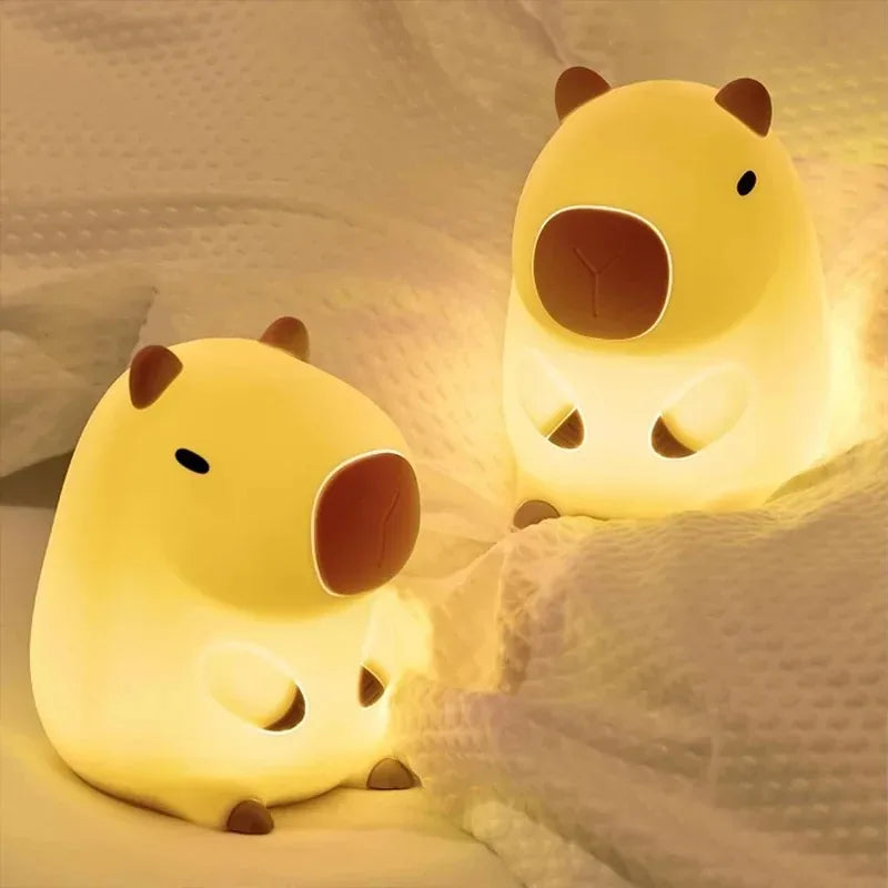 Lumibubs Chubby Capybara Night Light — Cute Silicone Bedside Lamp for Kids & Adults