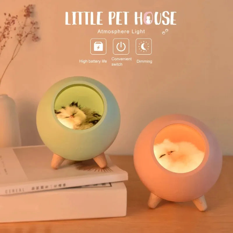 Lumibubs Sleeping Cat Egg House Night Light — Touch Control USB Rechargeable Atmosphere Lamp