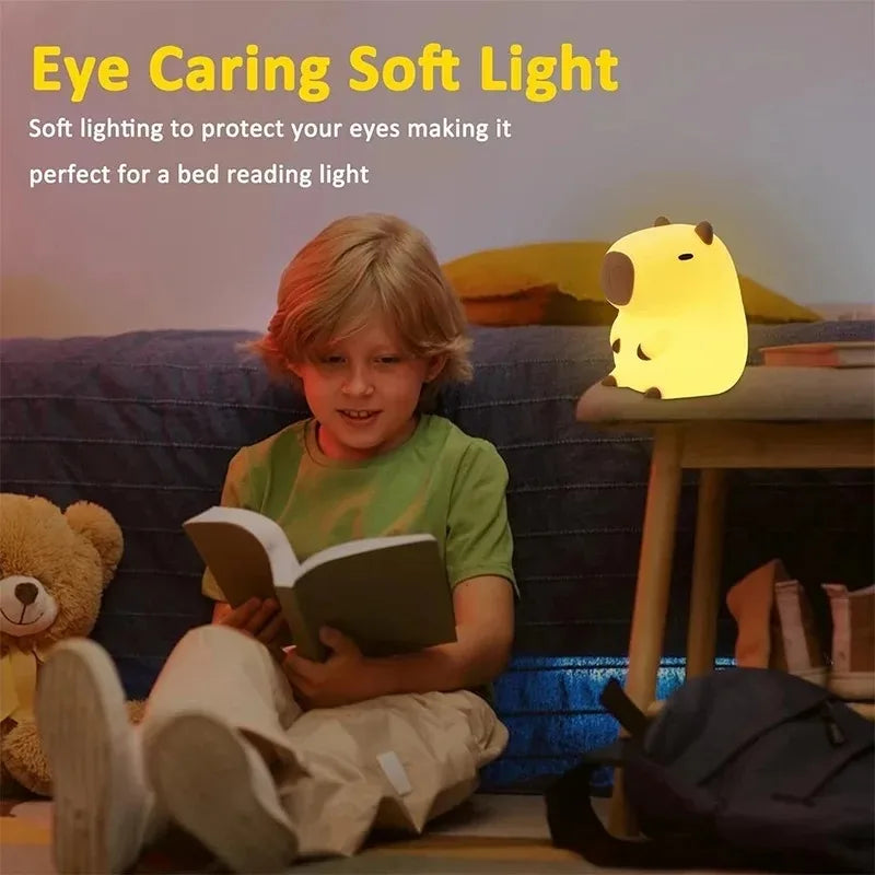 Lumibubs Chubby Capybara Night Light — Cute Silicone Bedside Lamp for Kids & Adults