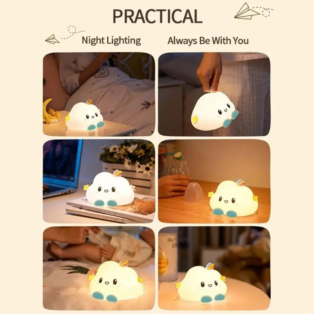 Lumibubs Happy Cloud Night Light — Cute Smiling Cartoon Bedside Lamp for Kids & Babies