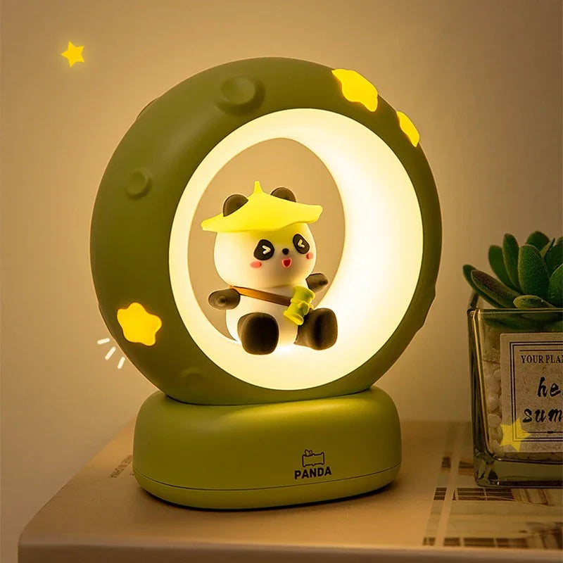 Lumibubs Panda Astronaut Night Light — 3-Level Dimmable USB Rechargeable Kids Bedside Lamp