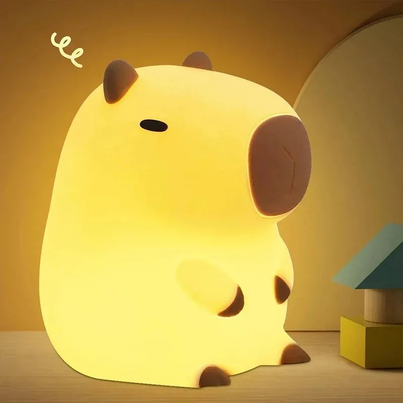 Lumibubs Chubby Capybara Night Light — Cute Silicone Bedside Lamp for Kids & Adults