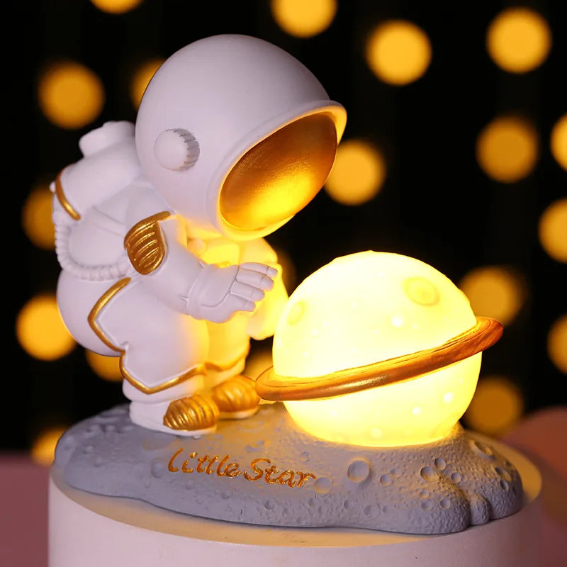Lumibubs Little Star Astronaut Planet Lamp — Premium Resin LED Night Light for Kids & Home Decor