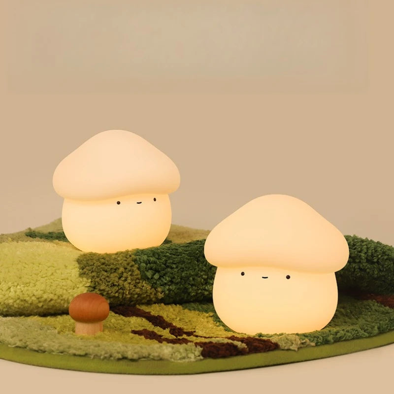 Lumibubs Mushroom Night Light — Touch Dimmable USB Rechargeable Silicone Bedside Lamp