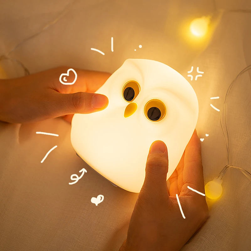 Lumibubs Wise Owl Night Light — RGB Colour Changing Touch Rechargeable Silicone Kids Lamp