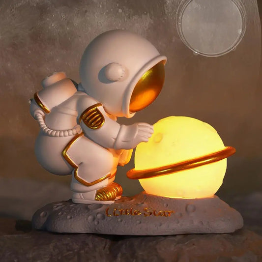 Lumibubs Little Star Astronaut Planet Lamp — Premium Resin LED Night Light for Kids & Home Decor