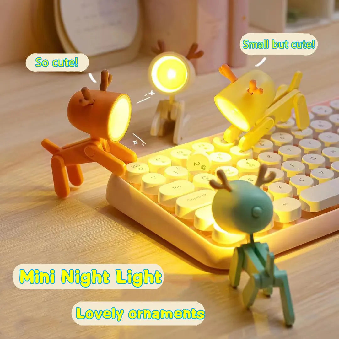 Lumibubs Mini Folding Animal Desk Lamp — Cute Dog & Deer LED Night Light for Kids