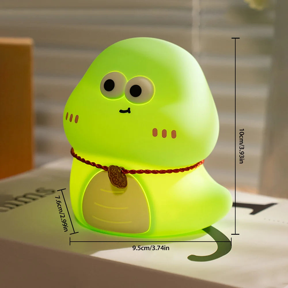 Lumibubs Lucky Spirit Night Light — Cute Silicone Glow Lamp in White & Green