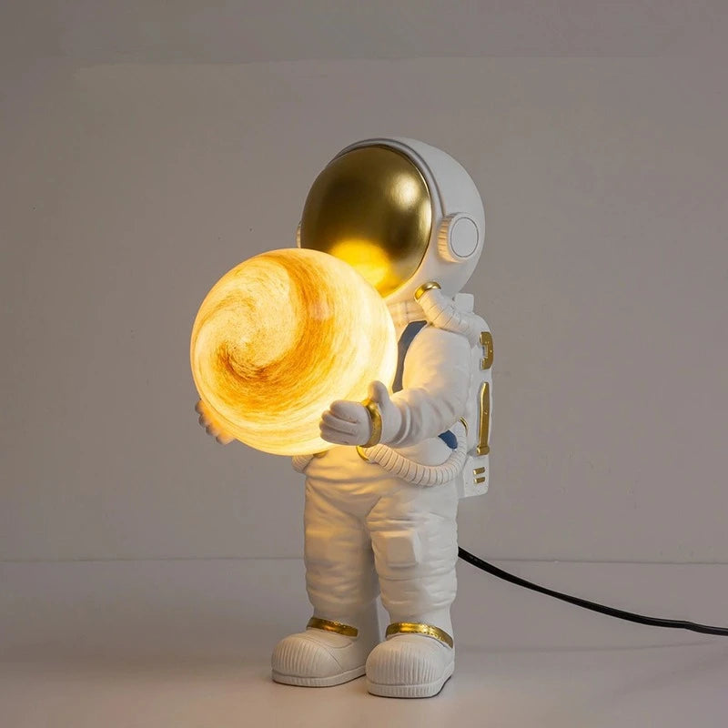 Lumibubs Astronaut Moon Table Lamp — Premium Resin Space Lamp for Kids Bedroom & Home Decor