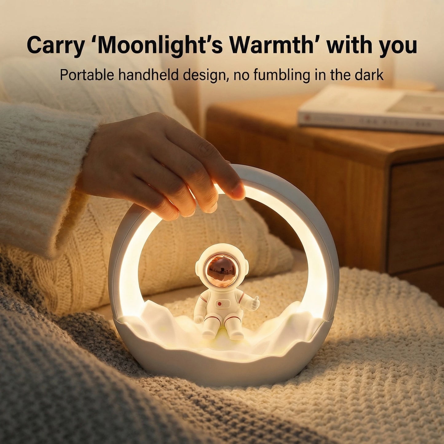 Lumibubs Astronaut Moon Arch Night Light — 3-Mode Touch Control USB-C Rechargeable Kids Lamp