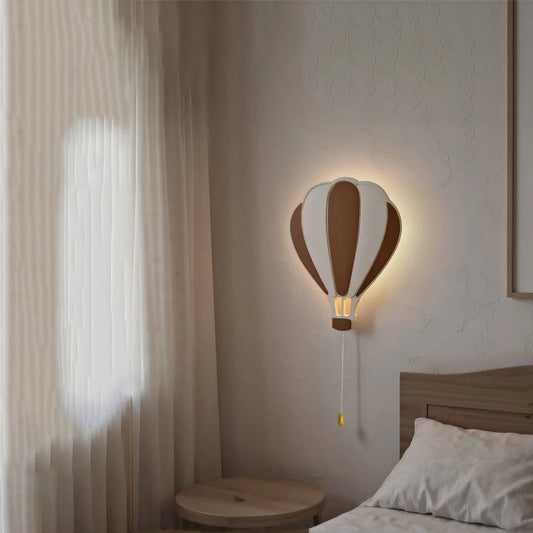 Lumibubs Hot Air Balloon Wall Lamp — Wooden Night Light for Kids Bedroom & Nursery