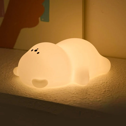 Lumibubs Lazy Bear Silicone Night Light — Touch Tap Rechargeable Atmosphere Lamp for Kids