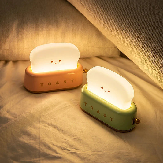 Lumibubs Happy Toast Night Light — Cute Rechargeable Bedside Lamp for Kids & Adults