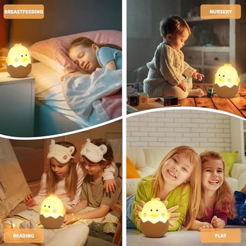 Lumibubs Hatching Chick Eggshell Night Light — Cute Silicone USB Rechargeable Kids Lamp