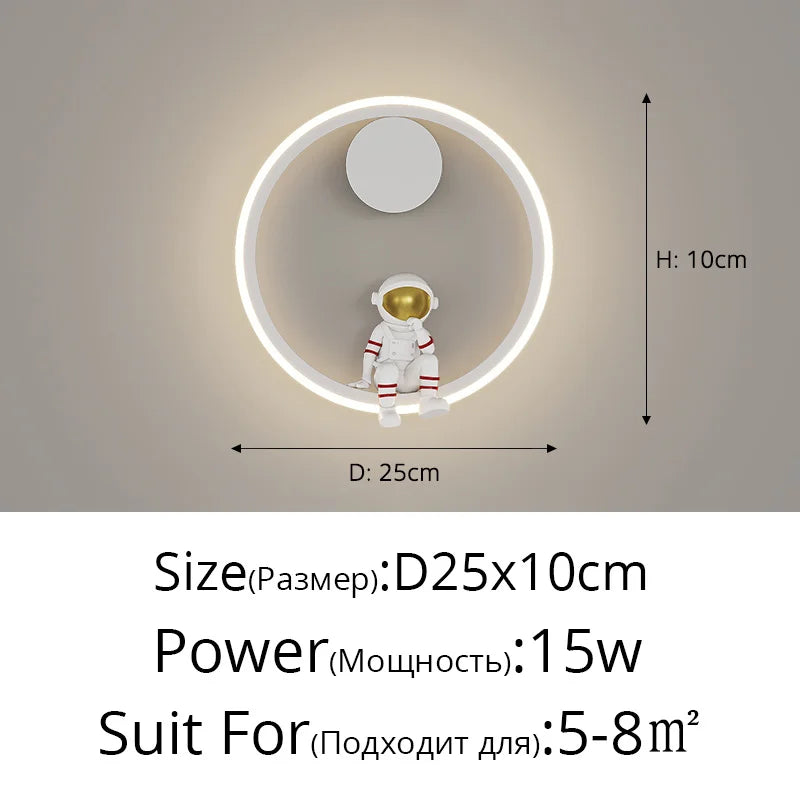 Astronaut Ring Wall Lamp — the little spaceman sitting in a halo of golden light 🚀🌕✨
