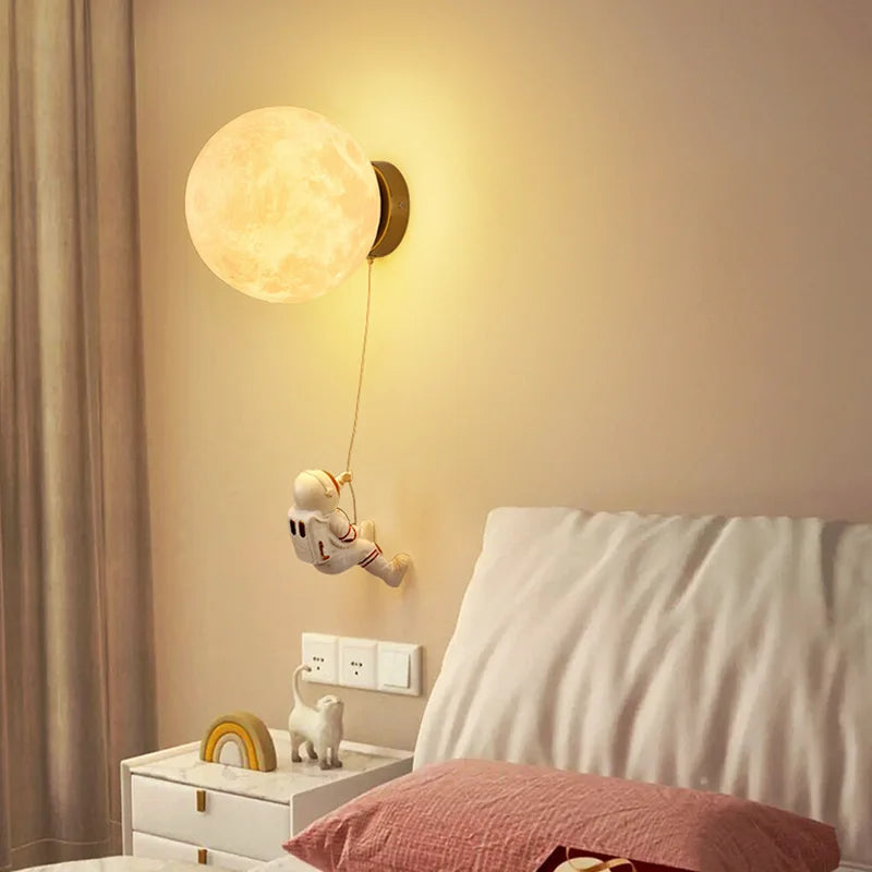 Lumibubs Astronaut Moon Wall Lamp — 3D Printed Space Light for Kids Bedroom