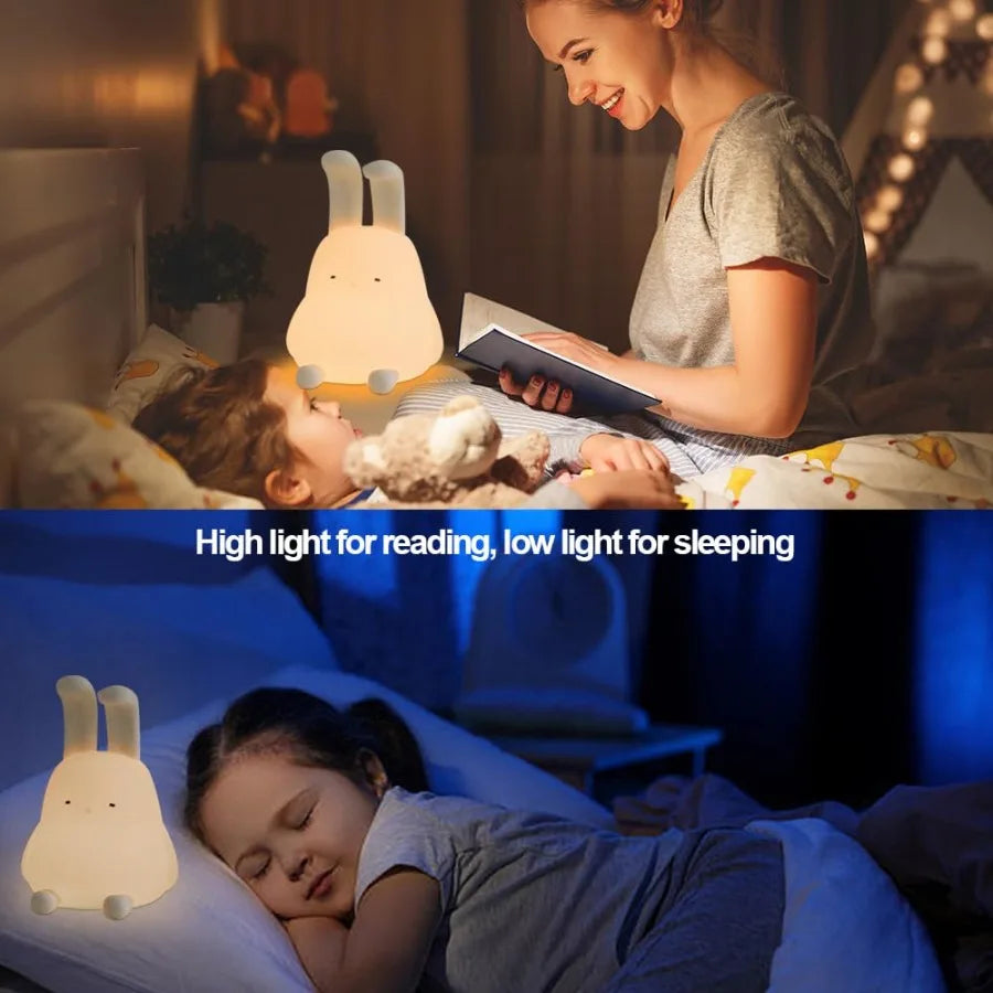 Lumibubs Floppy Bunny Night Light — Bendable Ears Silicone Lamp with Phone Stand & 70Hr Battery