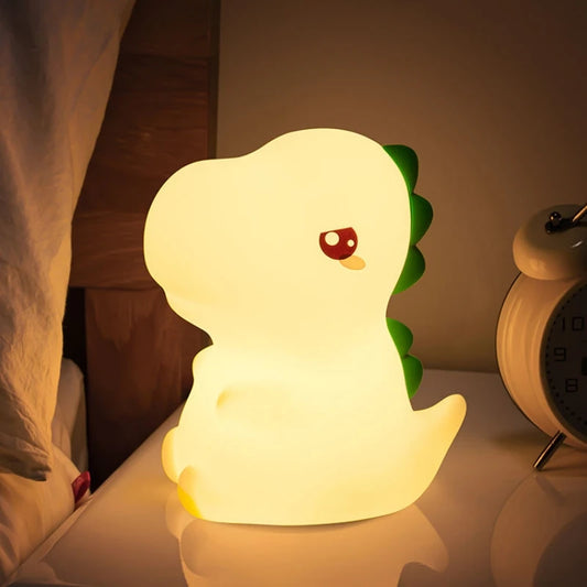 Lumibubs Chubby T-Rex Night Light — Rechargeable Timer Silicone Dinosaur Lamp for Kids