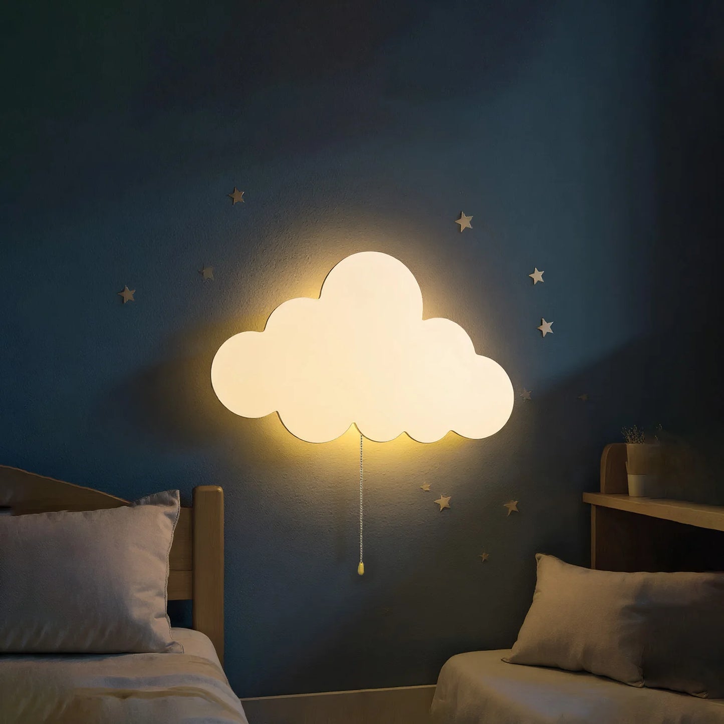Lumibubs Cloud Wall Lamp — Wooden Glowing Night Light for Kids Bedroom & Nursery