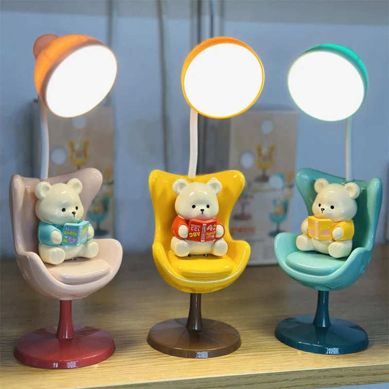 Lumibubs Reading Bear Desk Lamp — 3-Level Dimming Study Light with Phone Holder for Kids